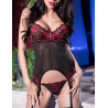Chilirose Guêpière Jamila - Noire et rouge